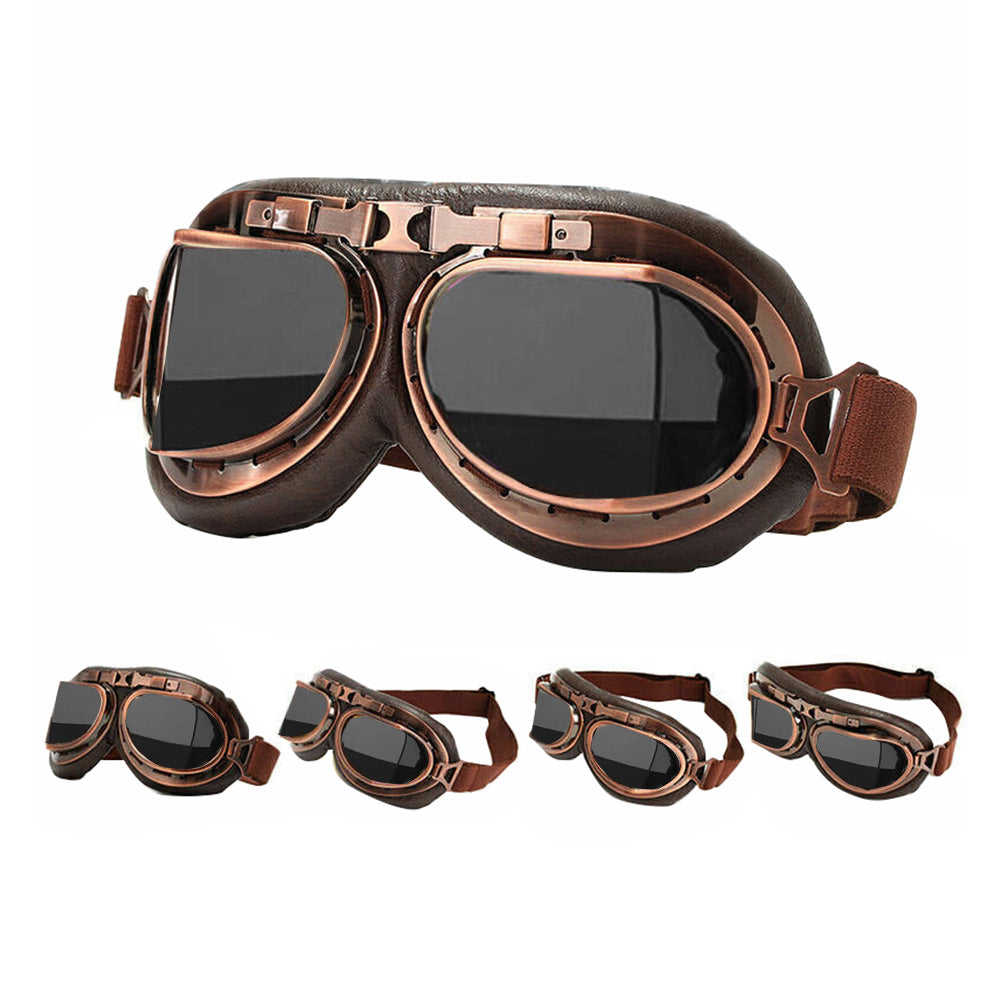 Vintage Pilot Motorcycle Racing Goggles Retro Aviator ATV UTV Dirt Bike Eyewear-2