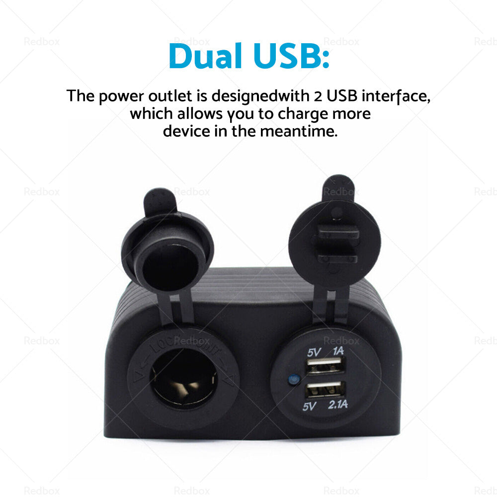 12V Dual USB Port Charger Socket Mount Panel Adapter Fits For Car Boat Caravan-4