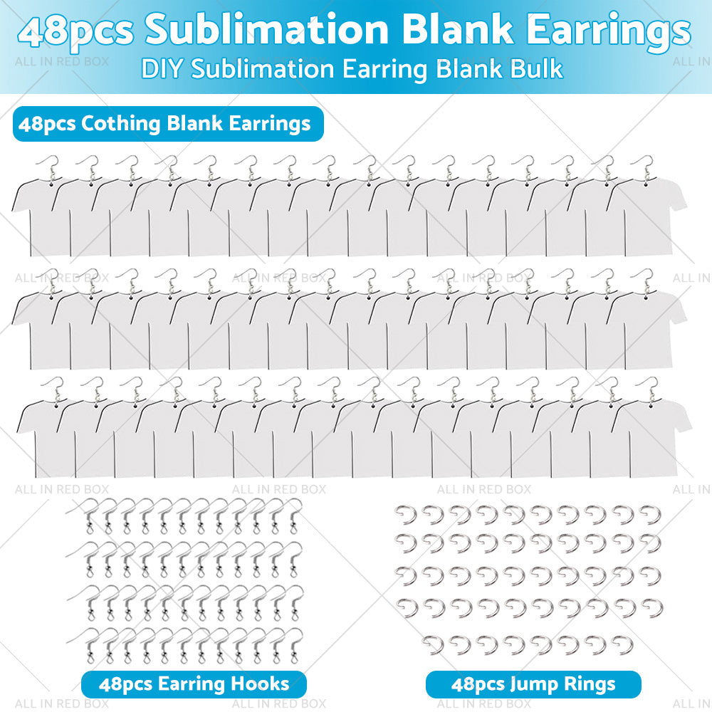 48PCS Blank Jewelry Earring Wood MDF Football Shirt Earring Double-Sided DIY-0