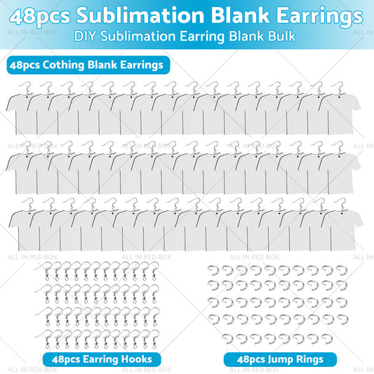 48PCS Blank Jewelry Earring Wood MDF Football Shirt Earring Double-Sided DIY-0