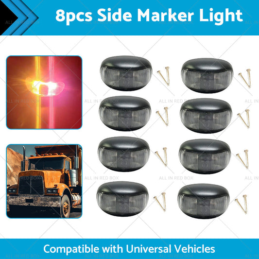 8pcs 2 LED Clearance Lights Side Marker Lamp Red Amber Trailer Truck 12V 24V-1