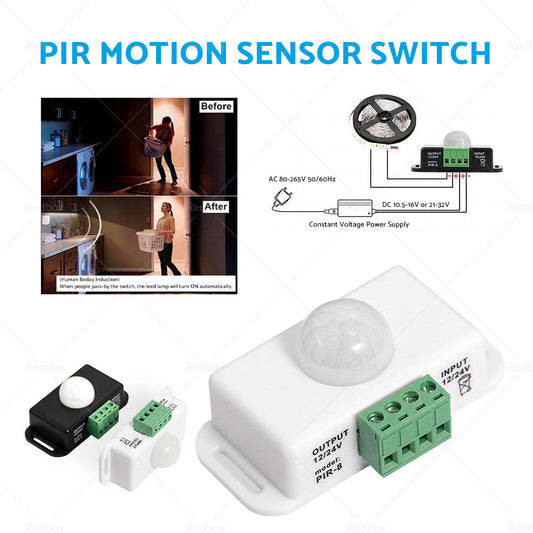 8m Body Infrared PIR Motion Sensor Switch For LED Light Strip Automatic 12V 24V-0