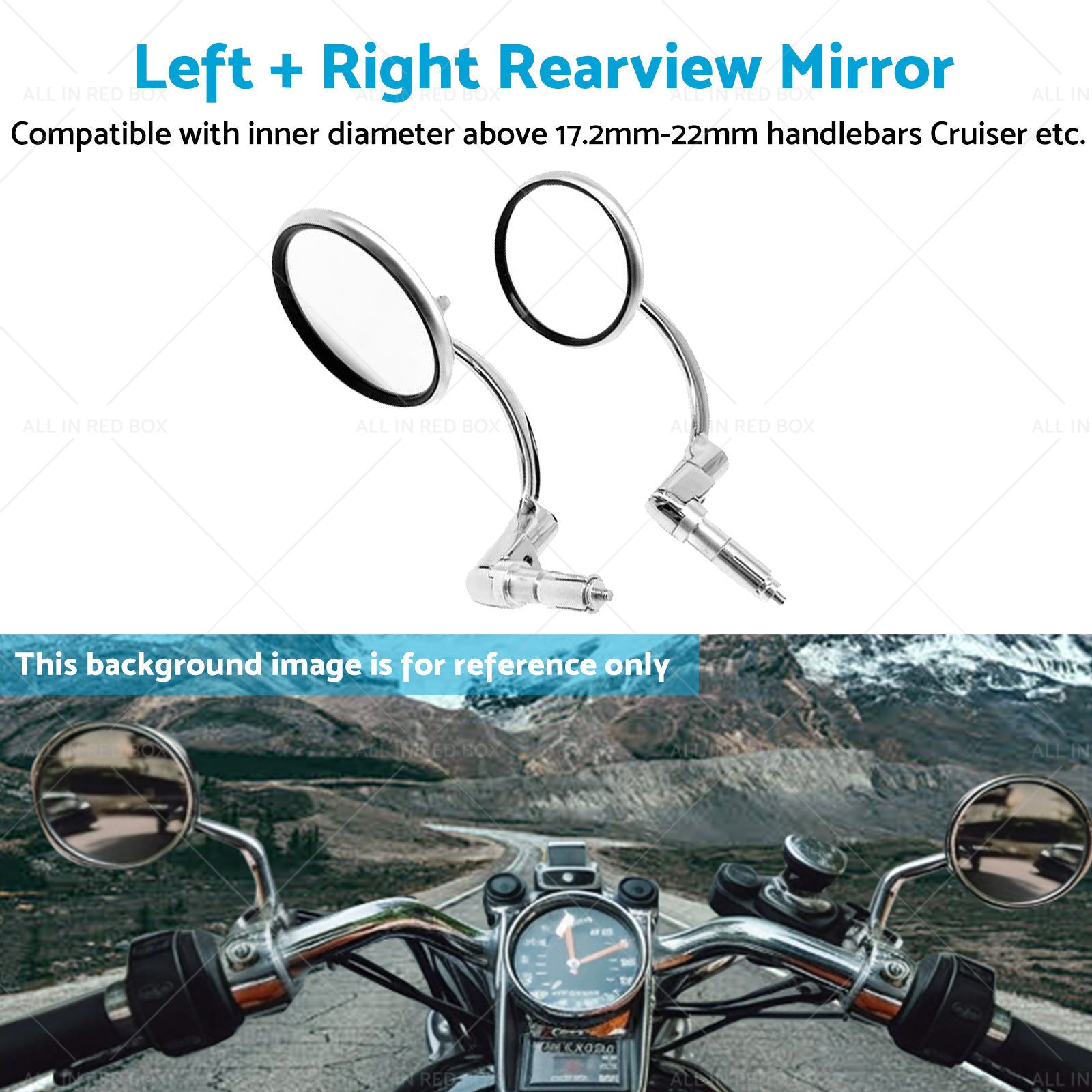 Chrome Round Rearview Bar End Mirror Suitable for Motorcycle Chopper Racer-4