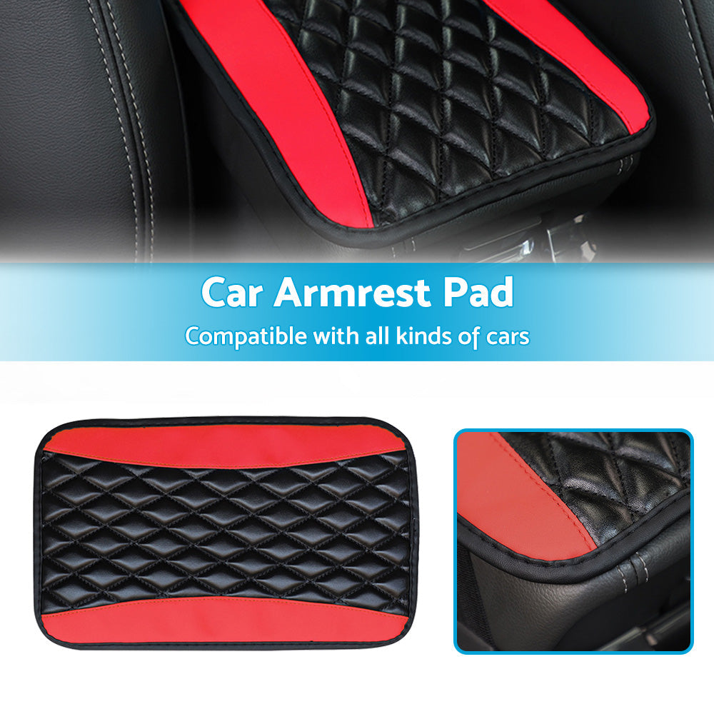 Universal Car Armrest Cushion Cover Center Console Box Pad Protector PU Leather-2