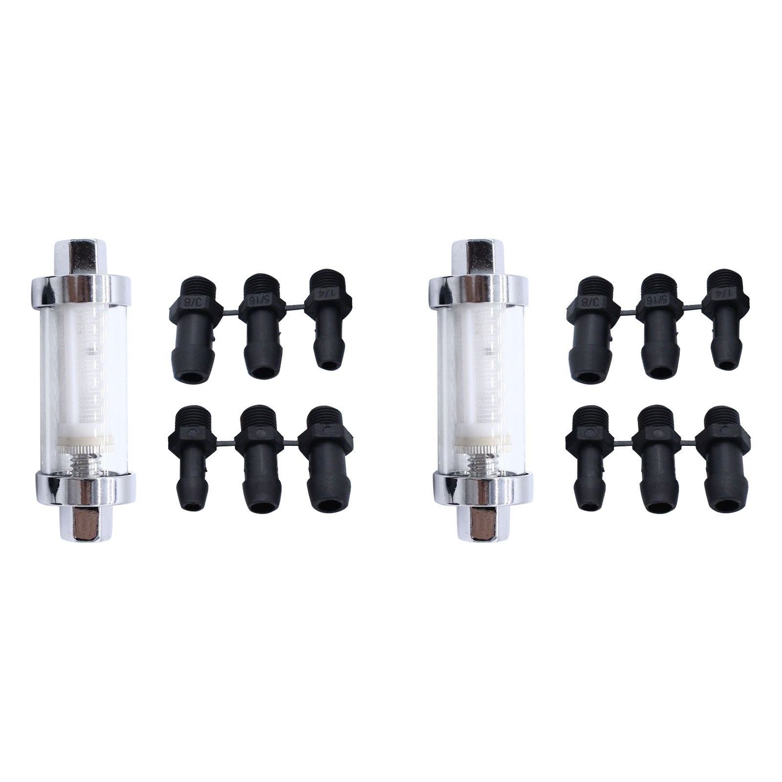 2x Reusable Washable Chrome Glass Inline Fuel Filter Suitable For 1/4 Inch, 5/16 Inch & 3/8 Inch Fuel Lines-3
