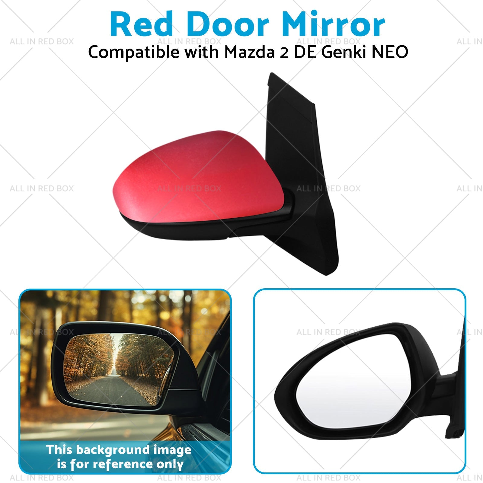 Left Side Red Door Mirror Suitable for Mazda 2 DE NEO MAXX Genki 2007-2014-3