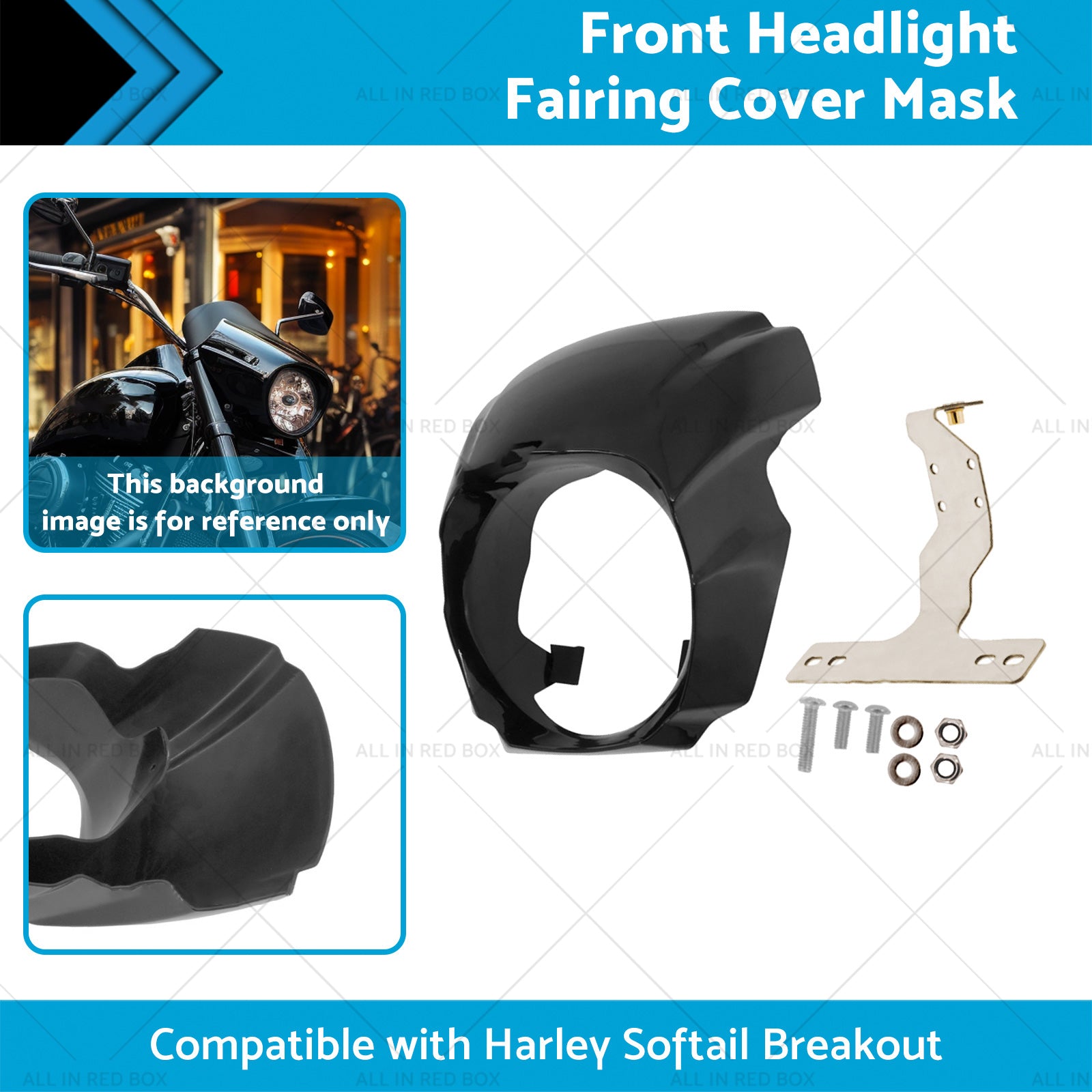 1x Front Headlight Fairing Cover Mask Suitable for Harley Softail Breakout 18-23-1