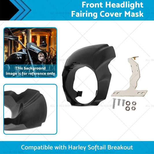 1x Front Headlight Fairing Cover Mask Suitable for Harley Softail Breakout 18-23-1