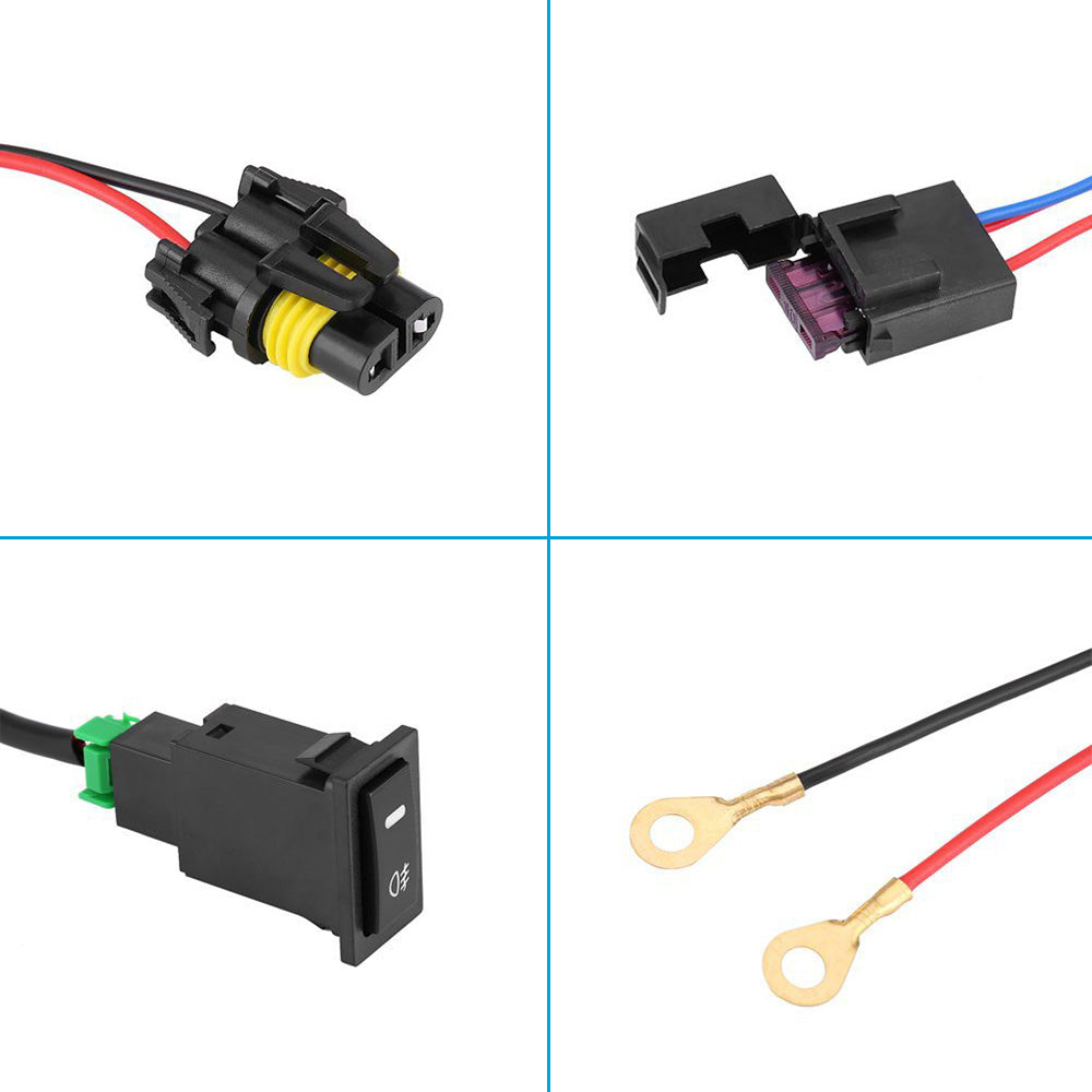 Harness Kit 12V Car LED Fog Light On Off Switch Wiring Harness Fuse Relay Kit-2