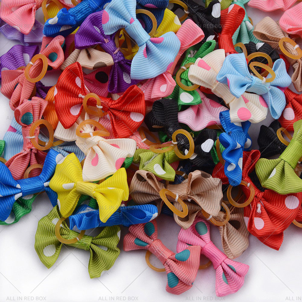 Up To 100PCS Pet Small Dog Hair Bows Rubber Bands Puppy Cat Grooming Accessory-4