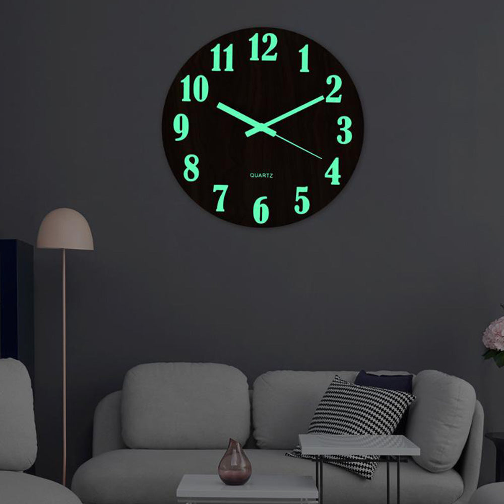 12'' Luminous Wall Clock Glow In The Dark Silent Quartz Indoor Home Modern Clock-2