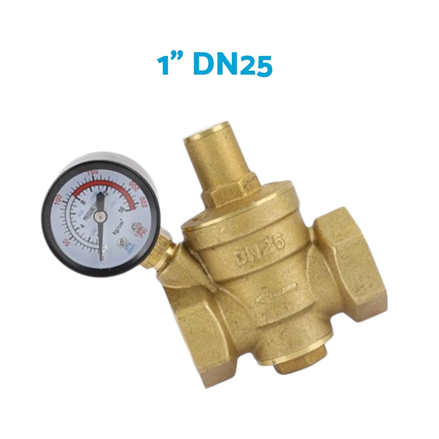 DN15/20/25 Brass Adjustable Water Pressure Reducing Valve with Gauge-3