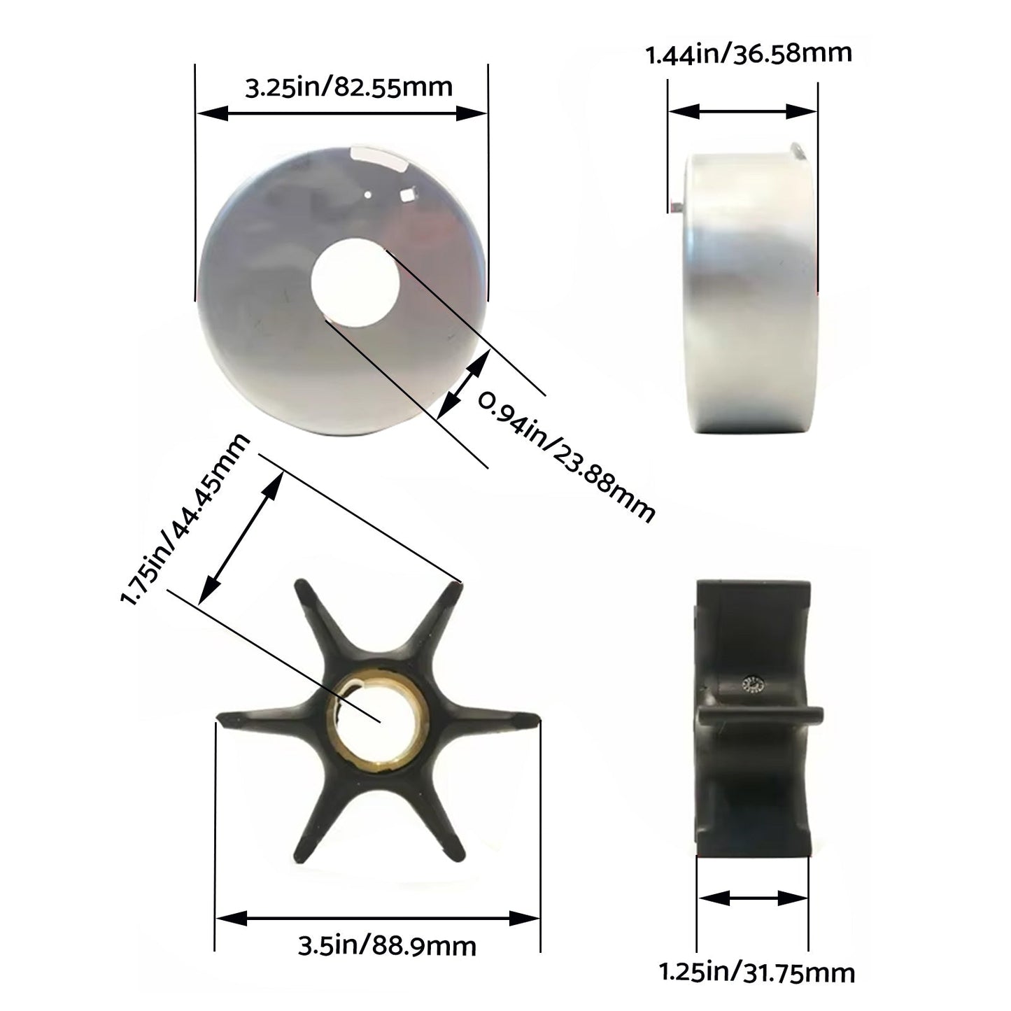 Water Pump Impeller Kit Suitable for Johnson Evinrude  3-300 HP 390768 392750-2