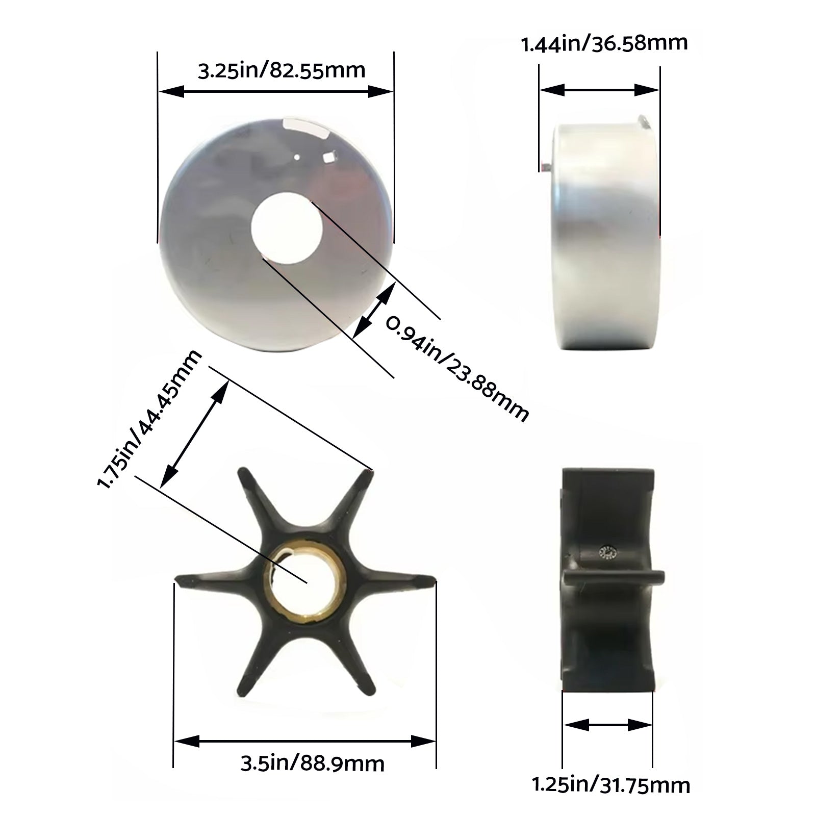 Water Pump Impeller Kit Suitable for Johnson Evinrude  3-300 HP 390768 392750-2