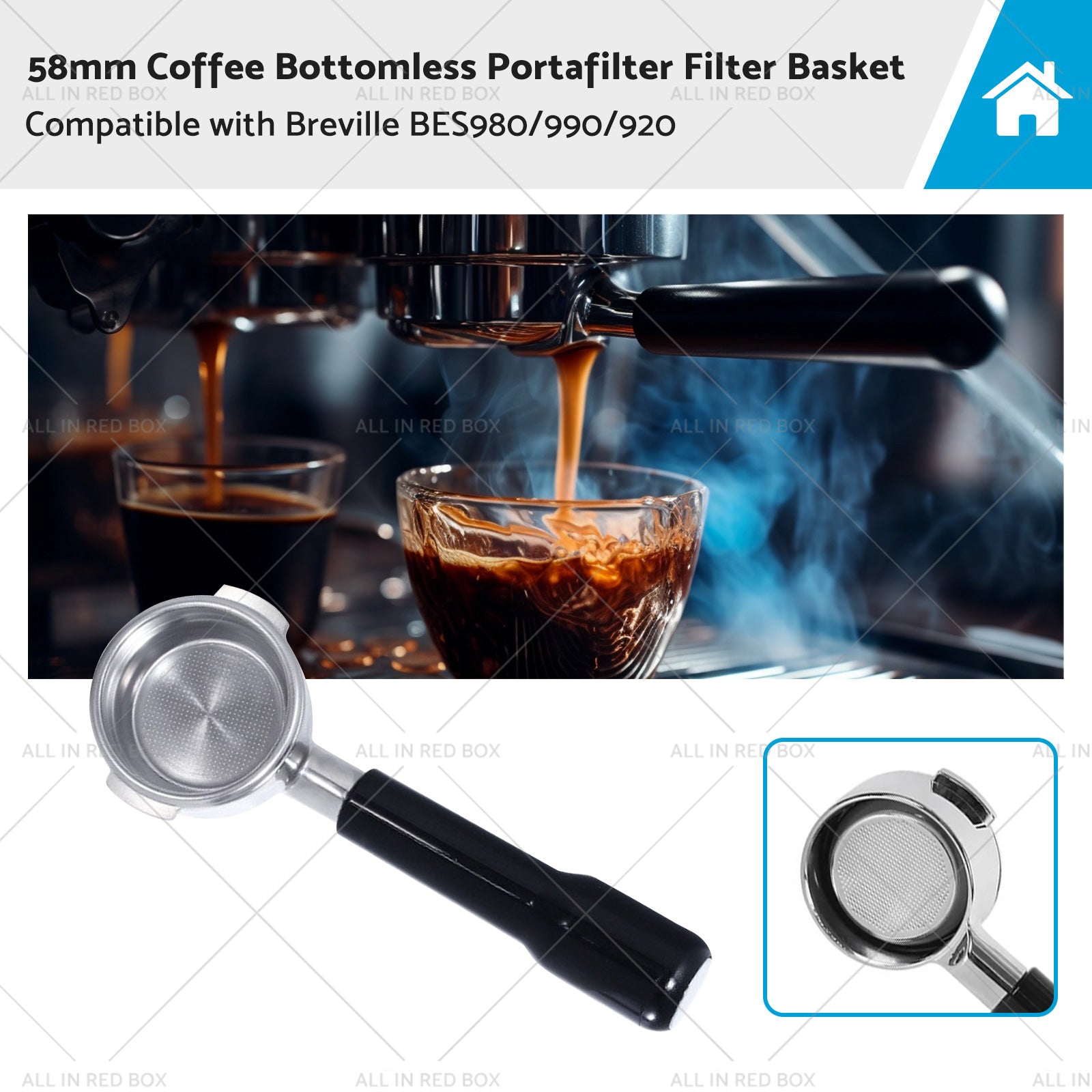 Coffee Bottomless Portafilter Filter Basket Suitable For Breville BES980 or 990 or 920-0