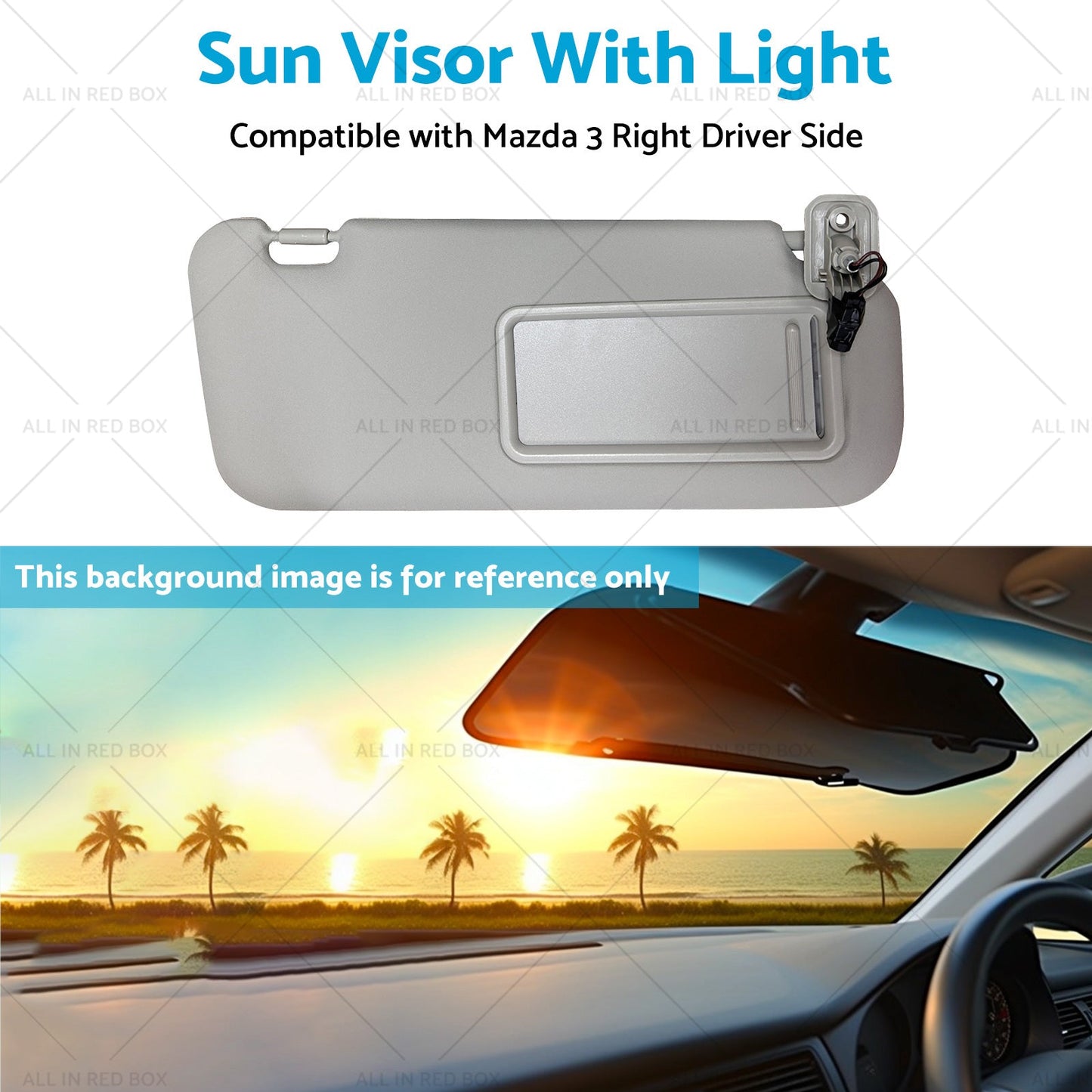 BBM369-270C-75 Right Driver Side Sun Visor With Light Suitable for Mazda 3 10-13-3