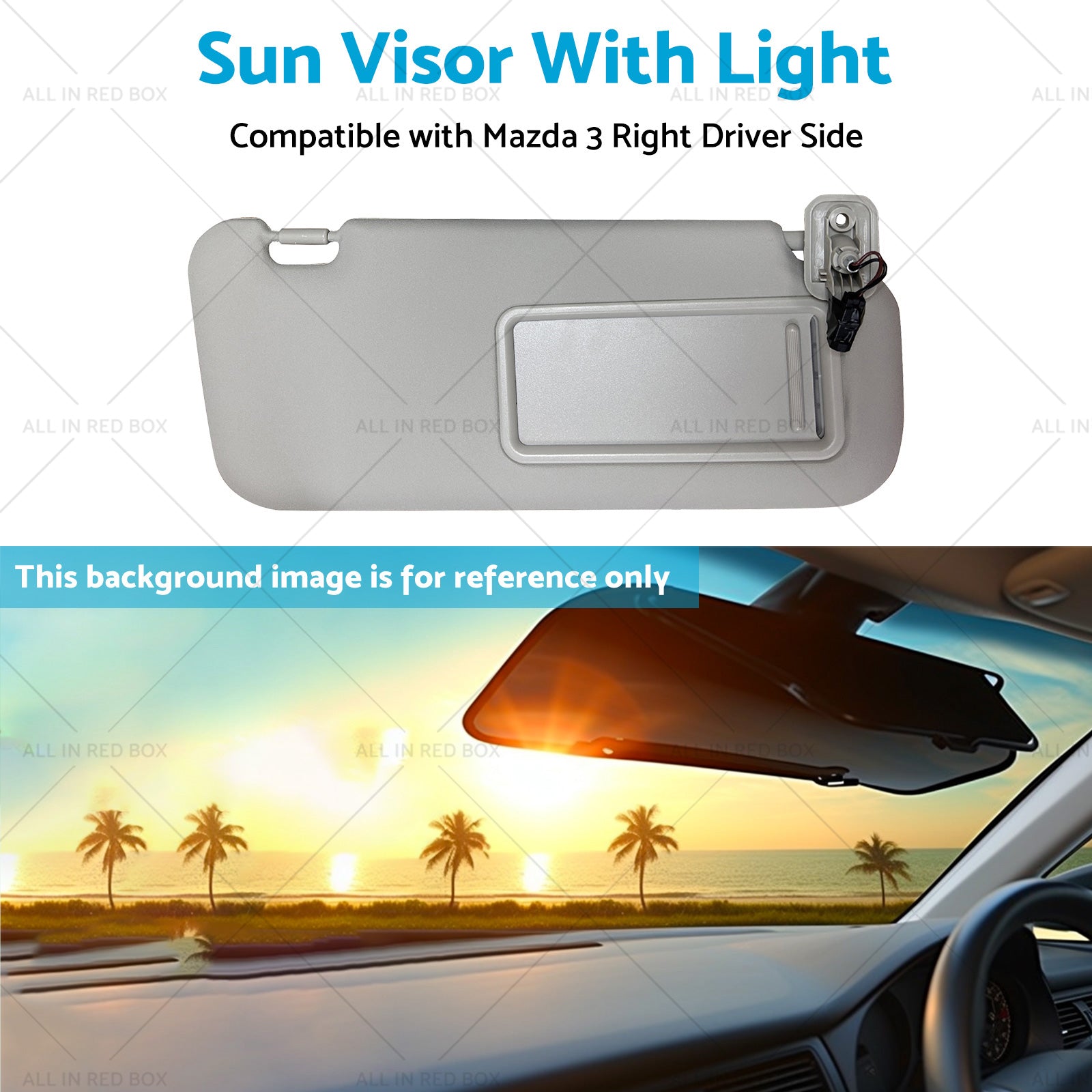 BBM369-270C-75 Right Driver Side Sun Visor With Light Suitable for Mazda 3 10-13-3