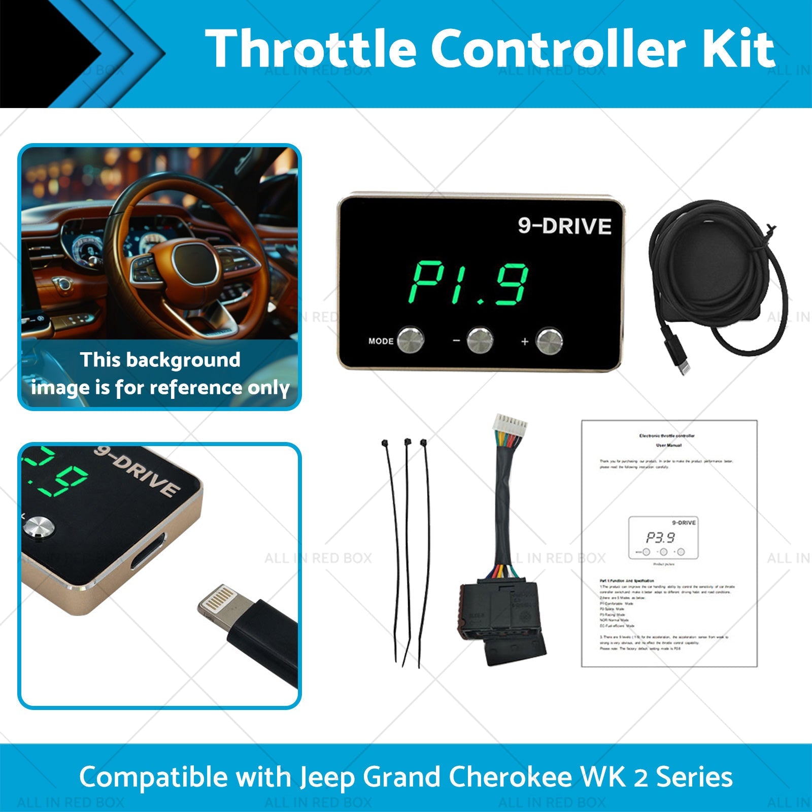 Suitable for Jeep Grand Cherokee WK2 11-21 Black EVC Throttle Controller Kit-2