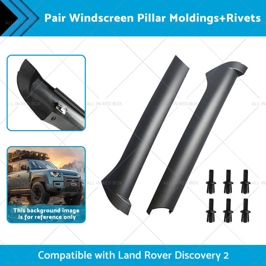 Pair Windscreen Pillar MoldingsRivets Suitable for 99-04 Land Rover Discovery 2-1