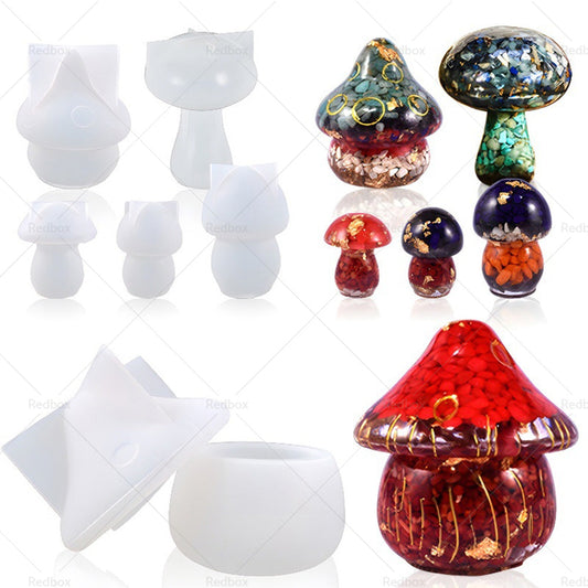 5 Styles Mushroom Epoxy Resin Casting Craft Molds Silicone Molds DIY Home Decor-0