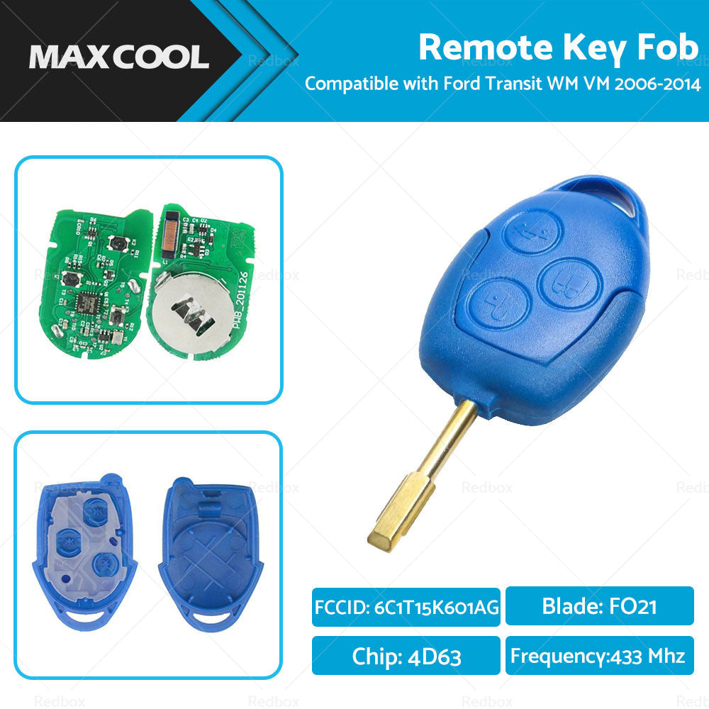 Remote Key Fob  Suitable For Ford Transit WM VM 2006-2014 4D63 433Mhz FO21-0