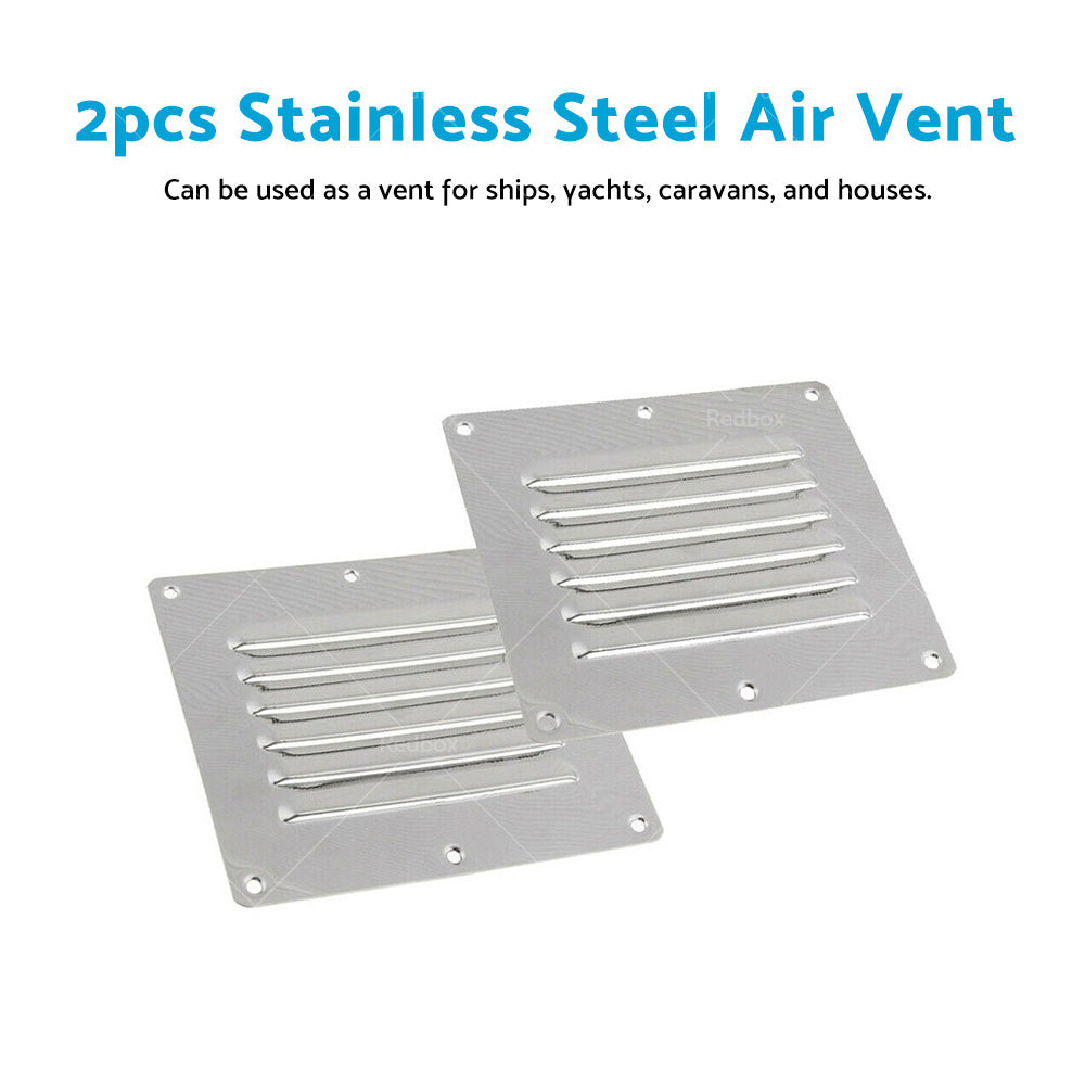 2PCS Stainless Steel Rectangular Air Vent For Caravan Boat Wall Eave Home-3