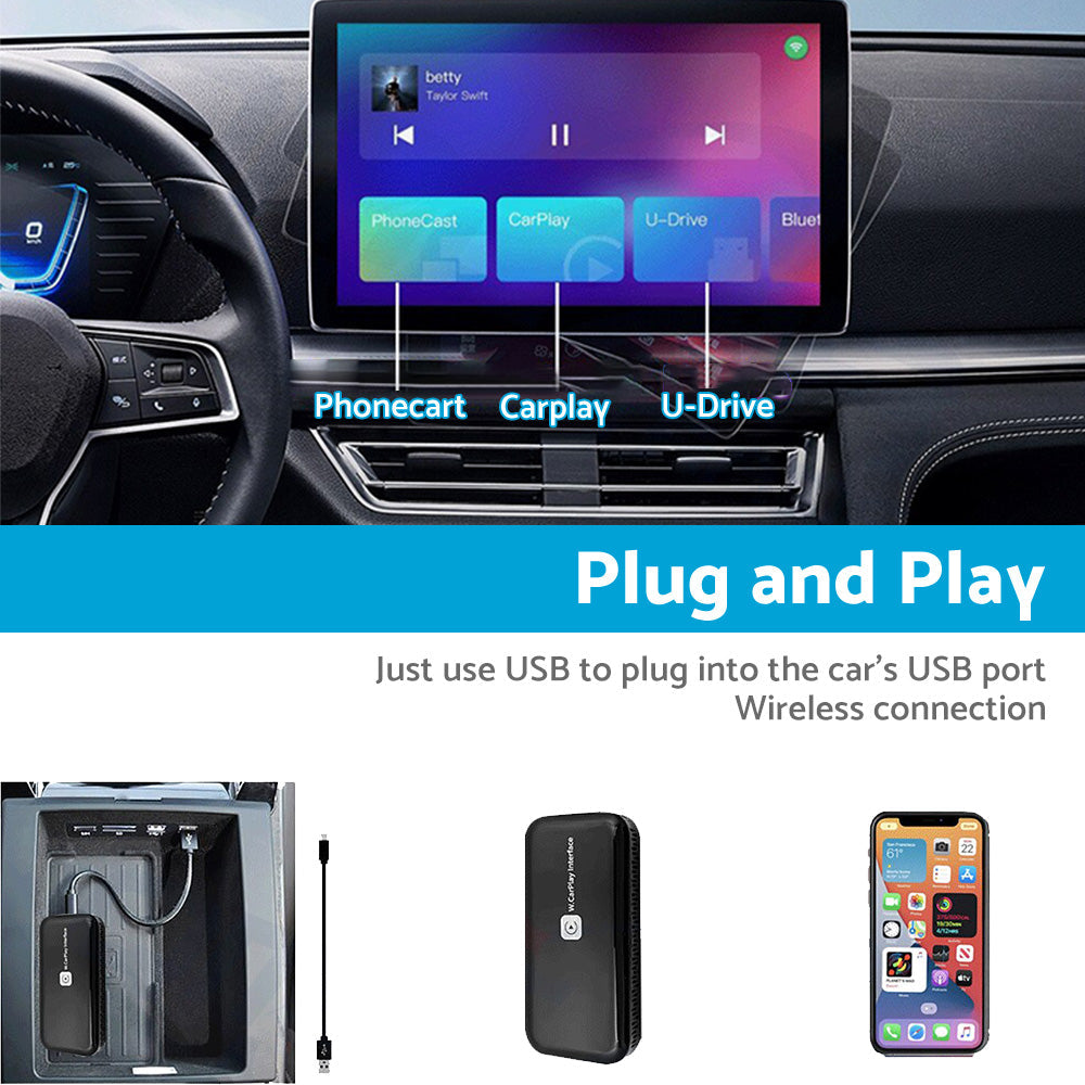 Smart 5G Wifi Carplay Dongle Wired to Wireless Car play USB Adapter Mirror link-4