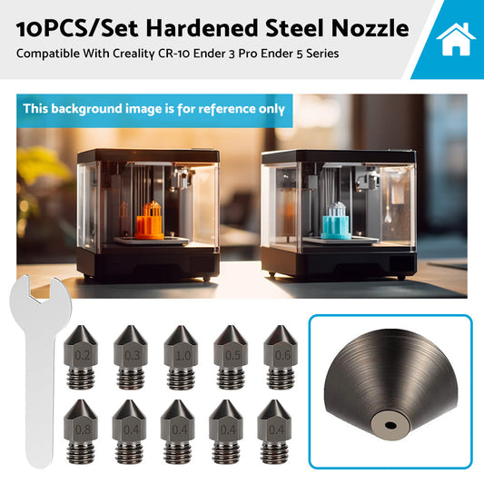 10Pcs Hardened Steel Nozzle Suitable for Creality CR-10 Ender 3 Pro 5 Series-0