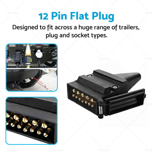 82171BL 12 Pin Flat Connector Plug Suitable For Trailer Caravan Boat Vehicle-1
