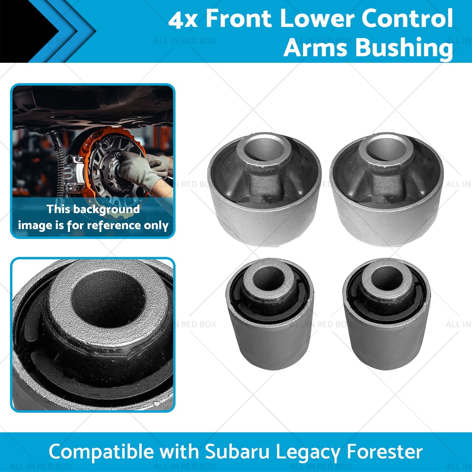 4PCS Front Lower Control Arms Bushing Suitable for Subaru Legacy Forester 03-17-2