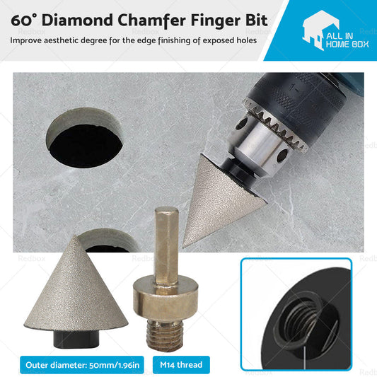 60 Degree 1 Pcs 50mm Diamond Chamfer Finger Bit Ceramic Tile Milling Cone Bit Cut-0