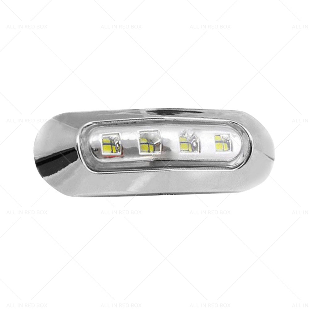 10X White 4 LED Side Marker Lamp Clearance Light Truck Trailer Lorry Chrome Lamp-4