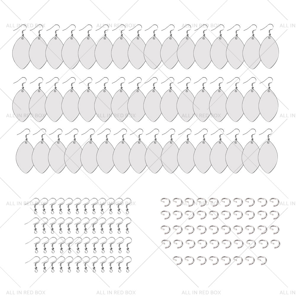 48PCS Sublimation Blank MDF Rugby Earring Double-Sided w  Hook and Jump Ring DIY-4