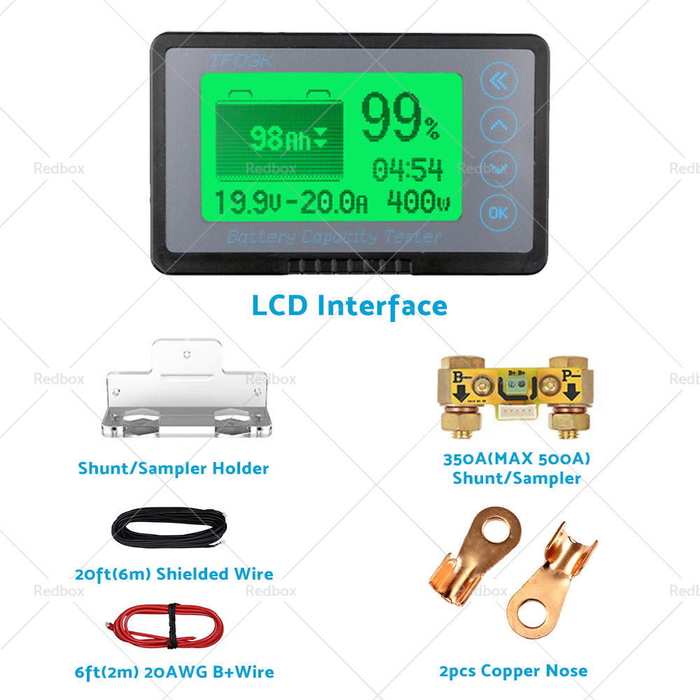 350A MAX 500A LCD Alarm Tester Capacity Display Lithium Battery Monitor Caravan-3
