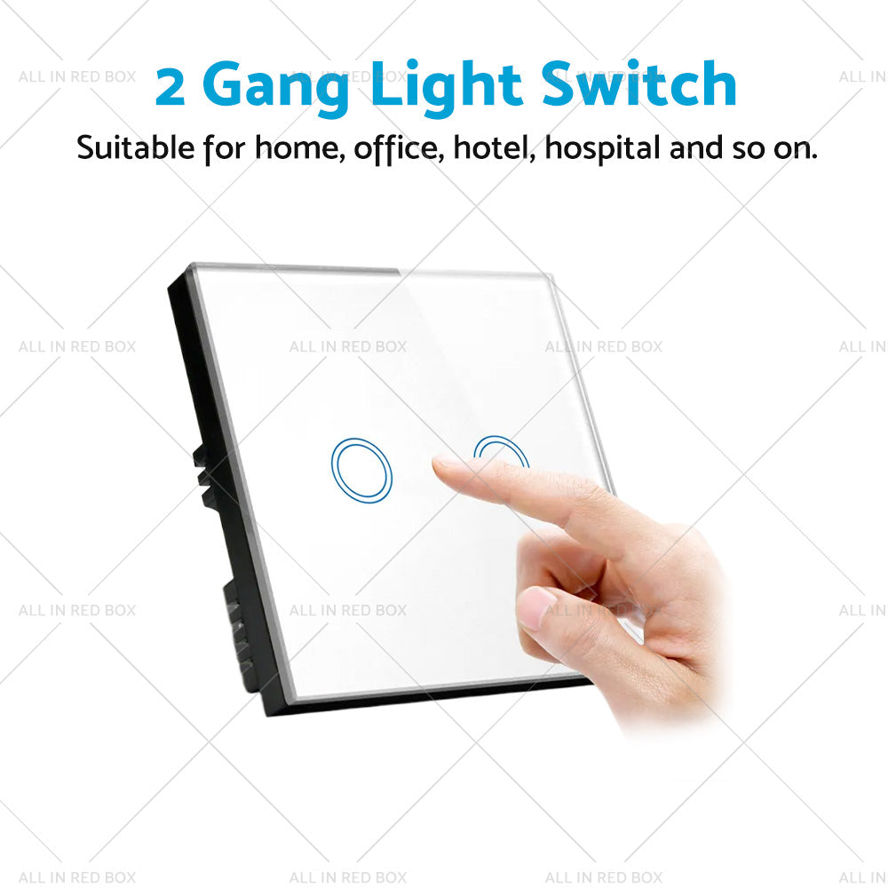 87x87mm Touch Wall Light Switch LED 2 Gang 1way Touch Glass Switch-4