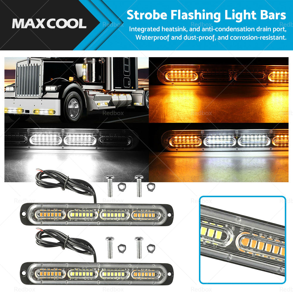 2x 48 LED Amber Recovery Strobe Flashing Grille Lightbar Lamp Truck Beacon Light-0