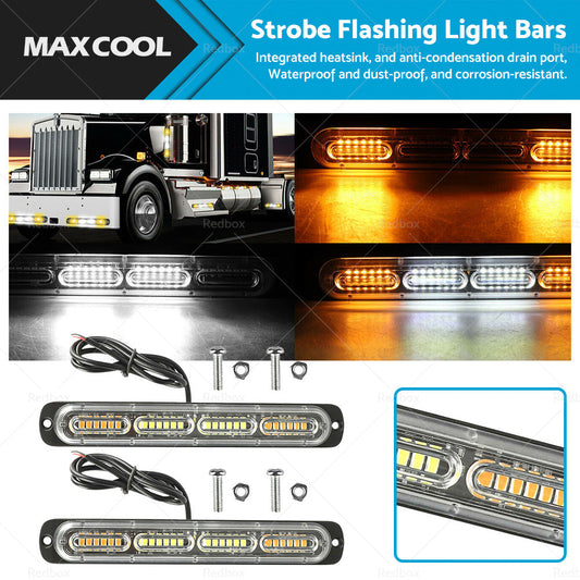 2x 48 LED Amber Recovery Strobe Flashing Grille Lightbar Lamp Truck Beacon Light-0