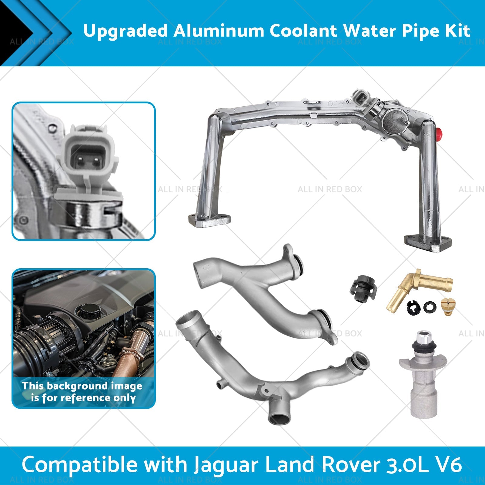 Upgraded Aluminum Coolant Water Pipe Kit Suitable for Jaguar Land Rover 3. 0L V6-1
