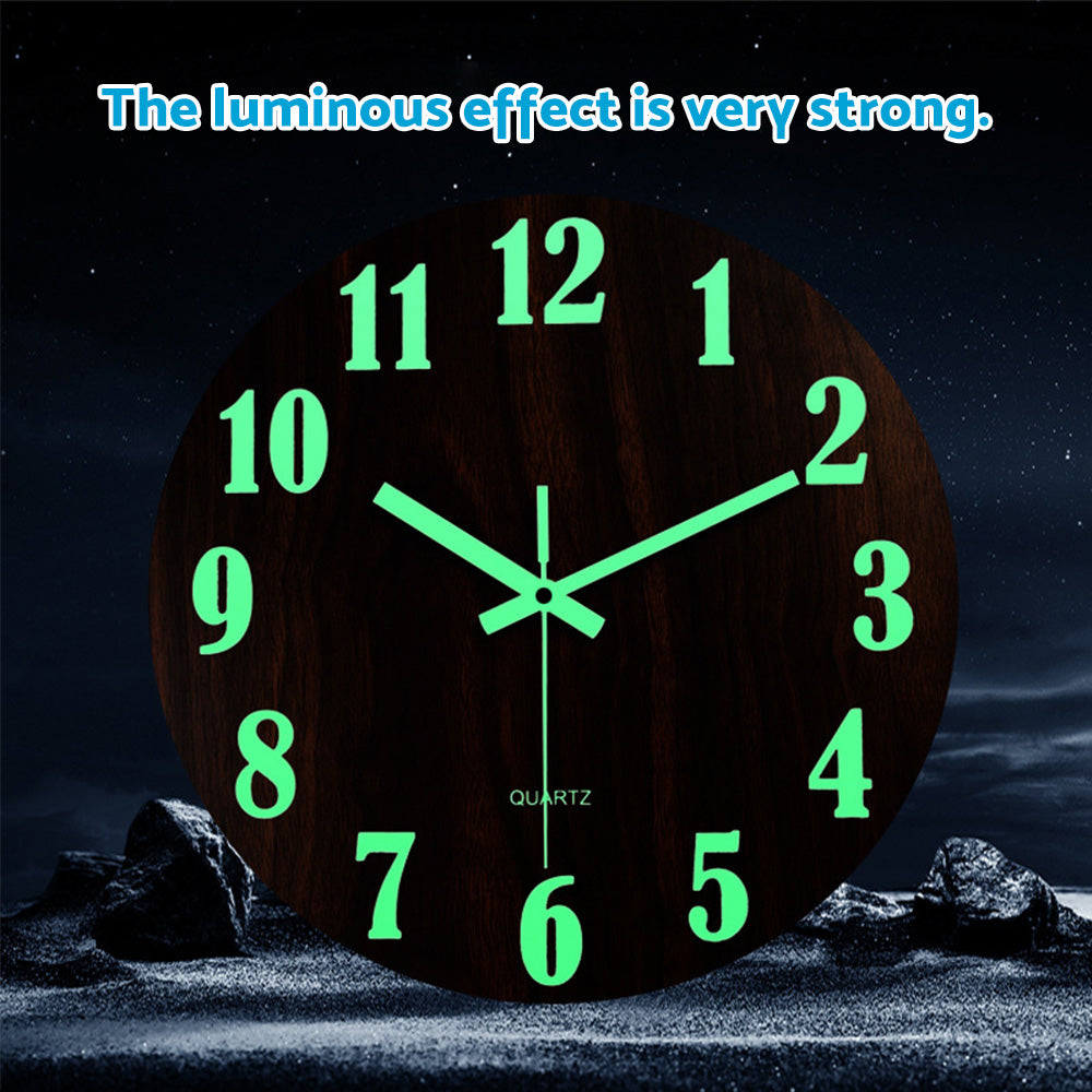12'' Luminous Wall Clock Glow In The Dark Silent Quartz Indoor Home Modern Clock-4