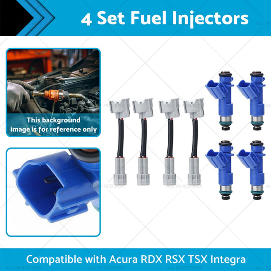 4 Set Fuel Injectors 16450-RWC-A01 Suitable for Acura RDX RSX TSX Integra 97-12-1