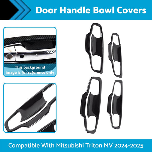 Door Handle Bowl Cover Trim Gloss Black Suitable For Mitsubishi Triton MV 2024+-1
