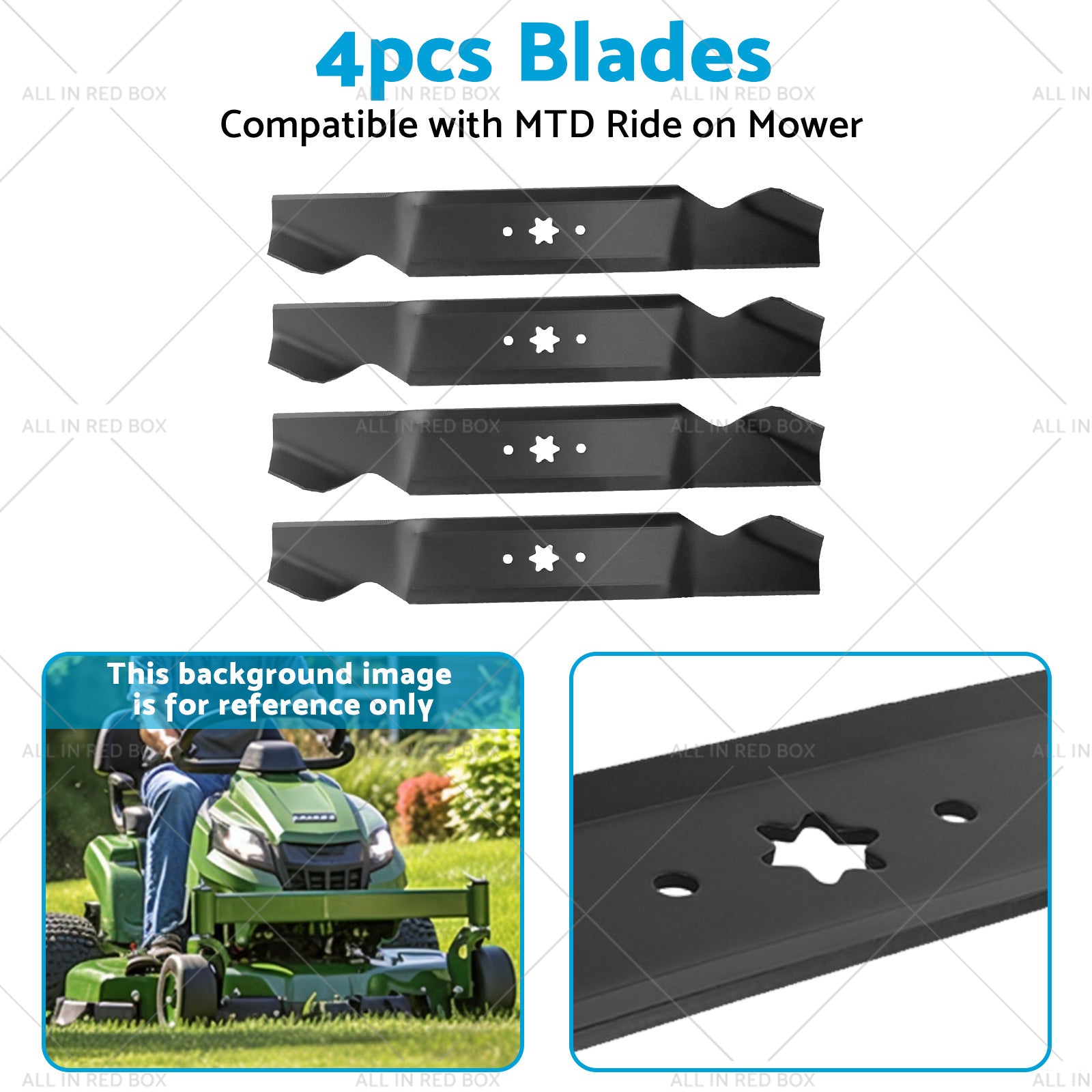 4x Blades Suitable for 38 inch  MTD Ride on Mowers 6 Point Centre Hole 742-0654-2