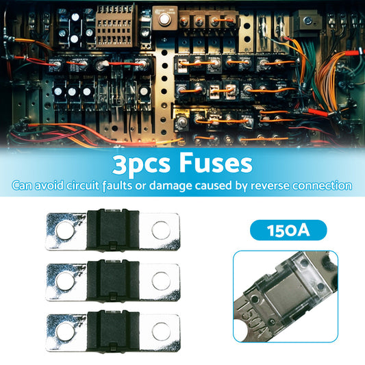 3PCS 150 AMP Mega Fuse Heavy Duty Dual Battery Mining System High Current 150A-0