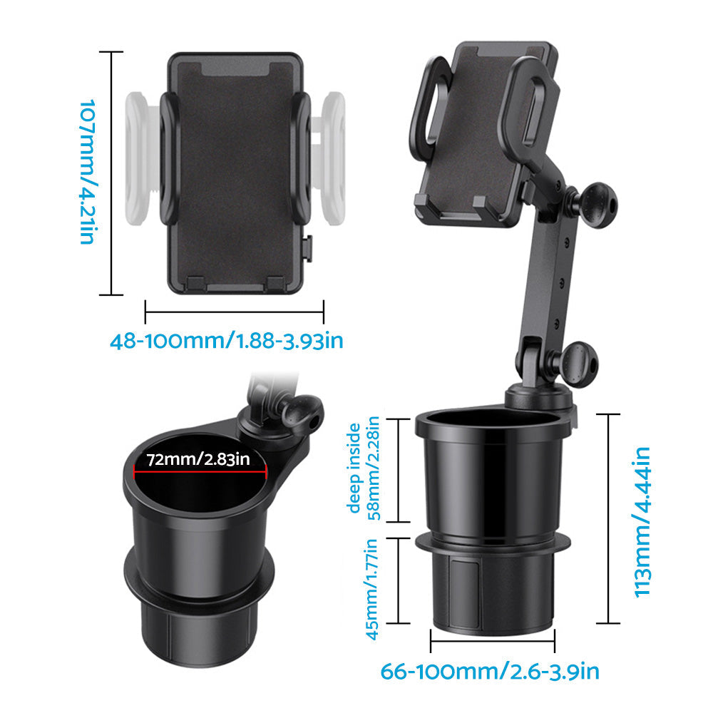2-in-1 Universal Car Cup Holder Phone & GPS Mount Suitable For Adjustable 360° Angle-1