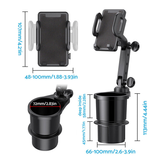 2-in-1 Universal Car Cup Holder Phone & GPS Mount Suitable For Adjustable 360° Angle-1