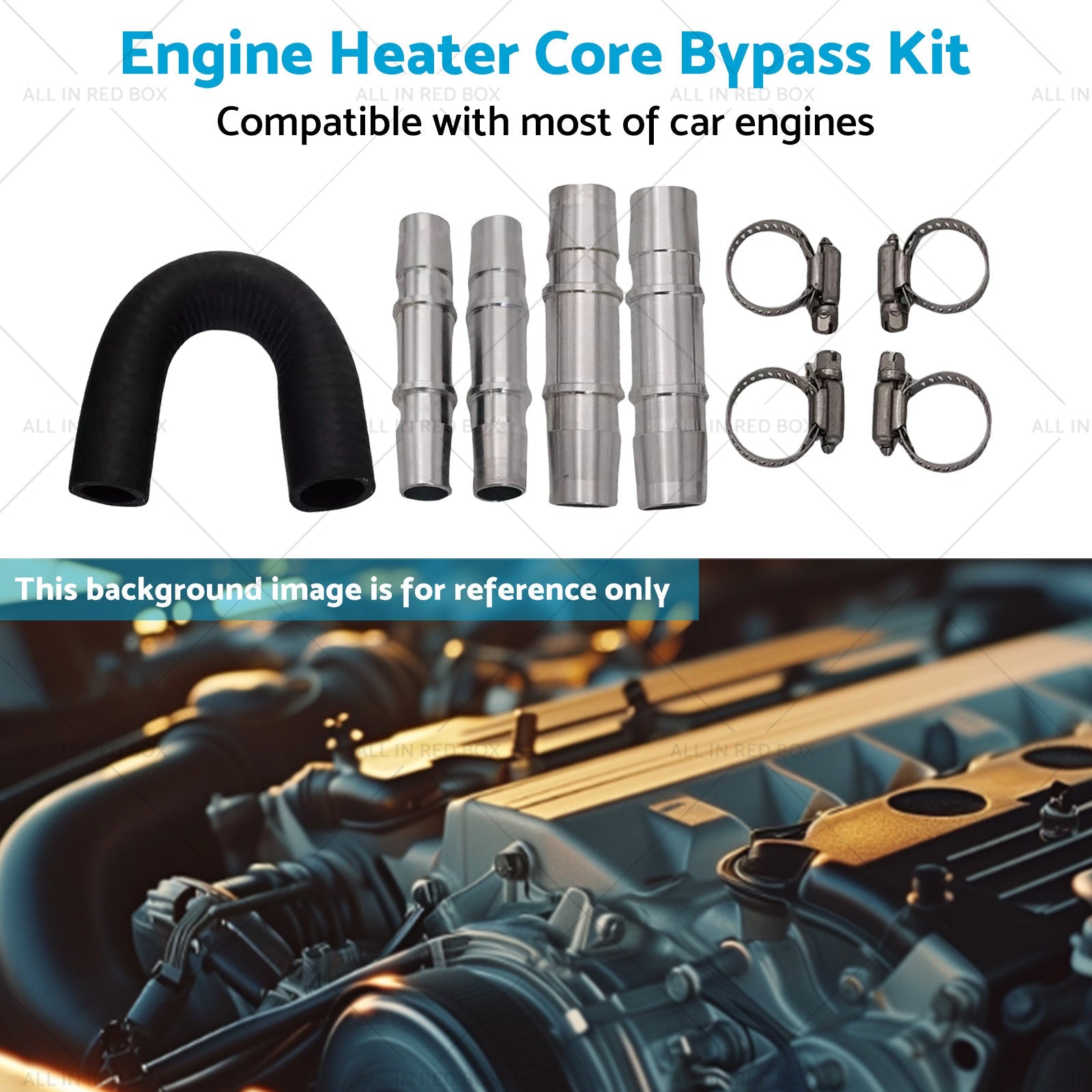 Car Engine Heater Core Bypass Kit 5 or 8in 3 or 4in Hose Fitting Aluminum For Most-4