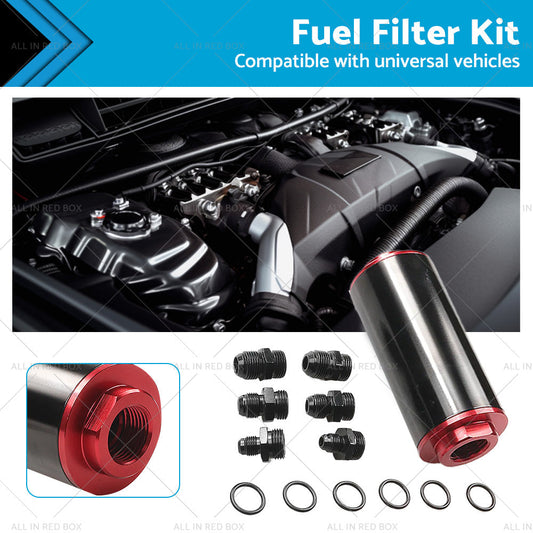 Universal Car 100 Micron AN6 8 10 Aluminum High Flow Fuel Inline Petrol Filter-0