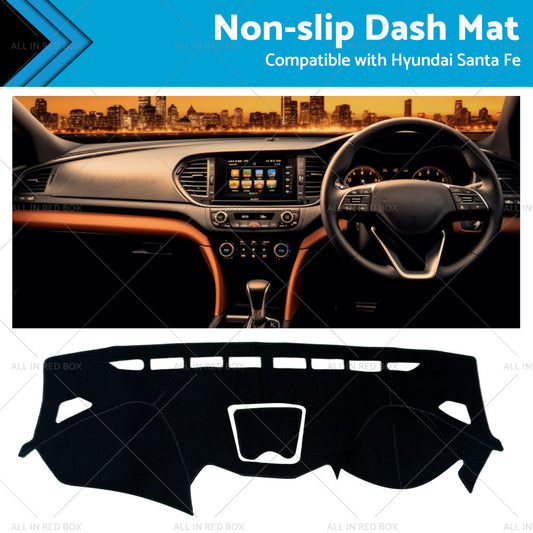 Non-Slip Dash Mat Suitable for Hyundai Santa Fe DM 2013-18 Dashboard Cover Black-0