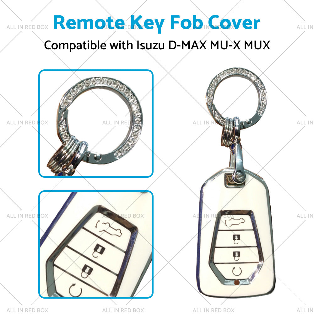 TPU Car Remote Key Fob Cover Suitable for Isuzu D-MAX MU-X MUX 4 Button White-2