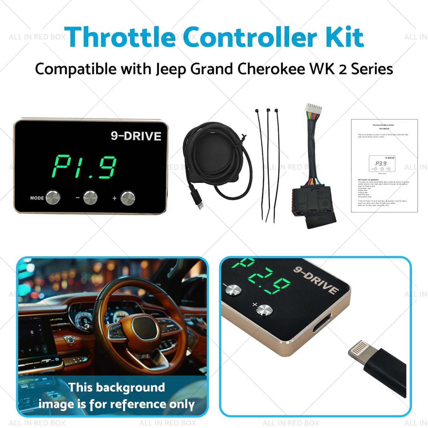 Suitable for Jeep Grand Cherokee WK2 11-21 Black EVC Throttle Controller Kit-4